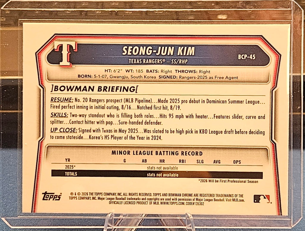 2026 Bowman Chrome - Seong-Jun Kim #BCP-45 (1st Bowman)