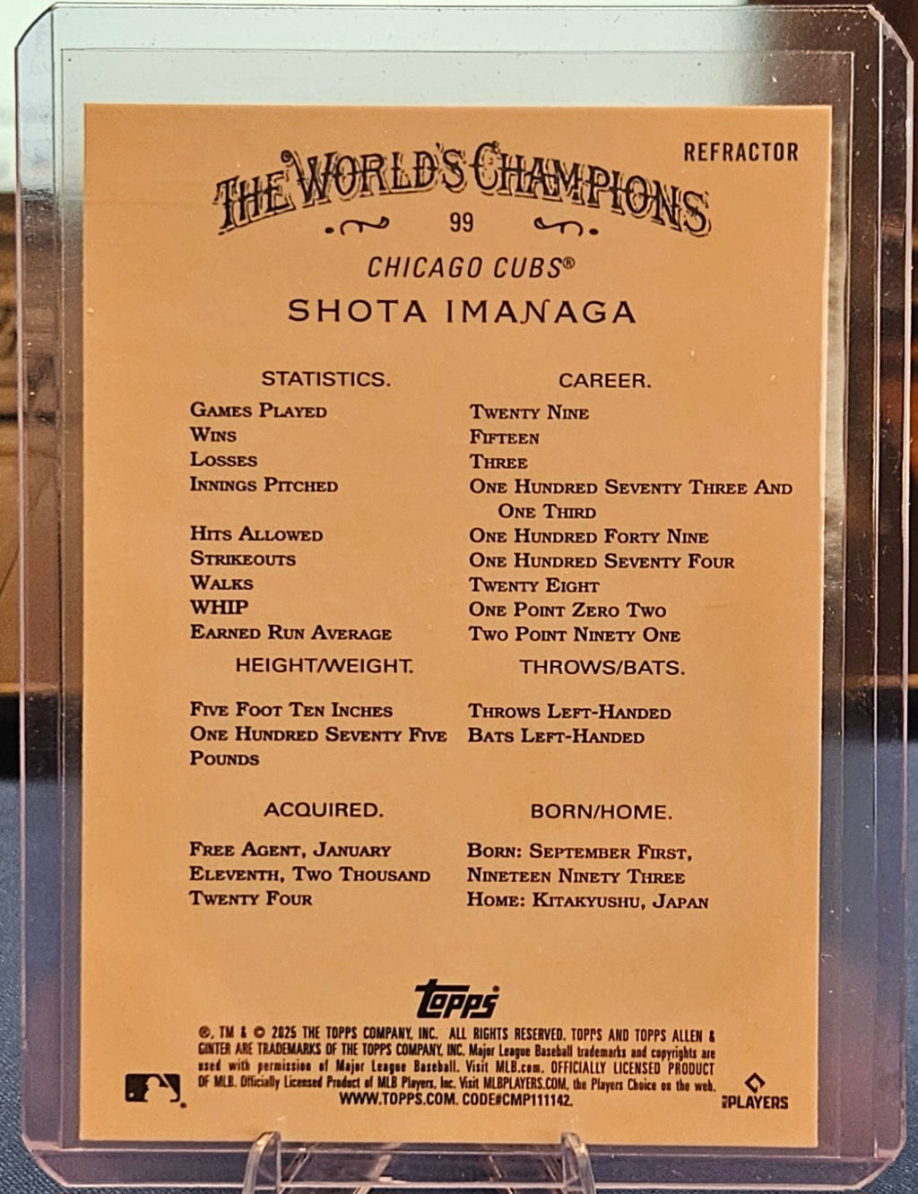 2025 Topps Allen & Ginter Chrome - Shota Imanaga #99 - Refractor