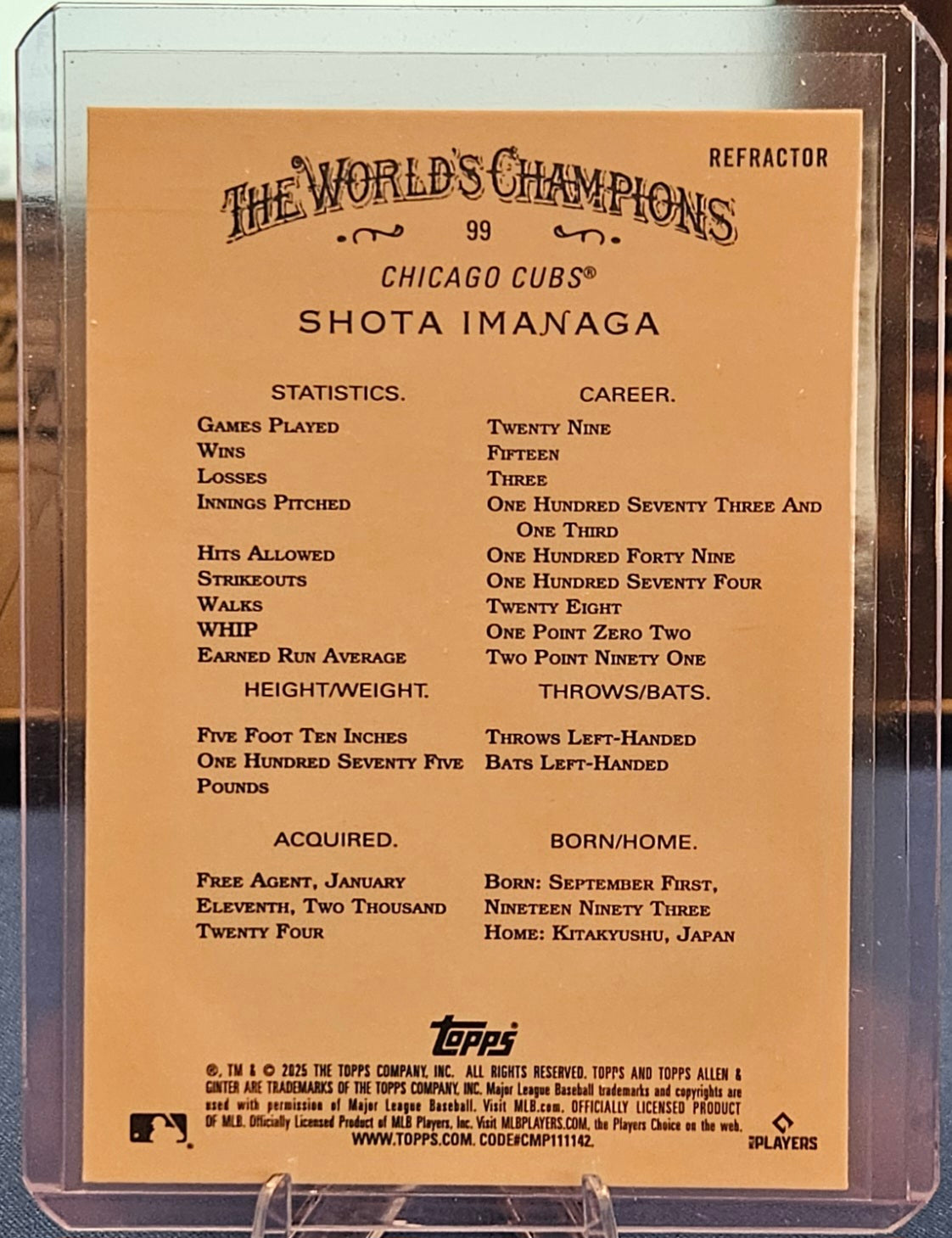 2025 Topps Allen & Ginter Chrome - Shota Imanaga #99 - Refractor