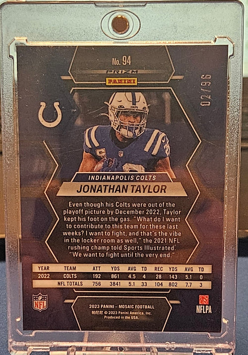 2023 Panini Mosaic - Jonathan Taylor #94 - Blue Sparkle Prizm #2/96