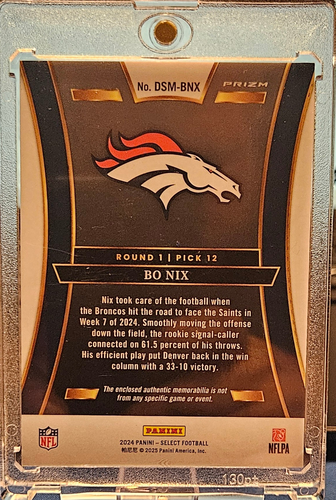2024 Panini Select - Bo Nix #DSM-BNX - Draft Selections Memorabilia - Red Prizm (RC)