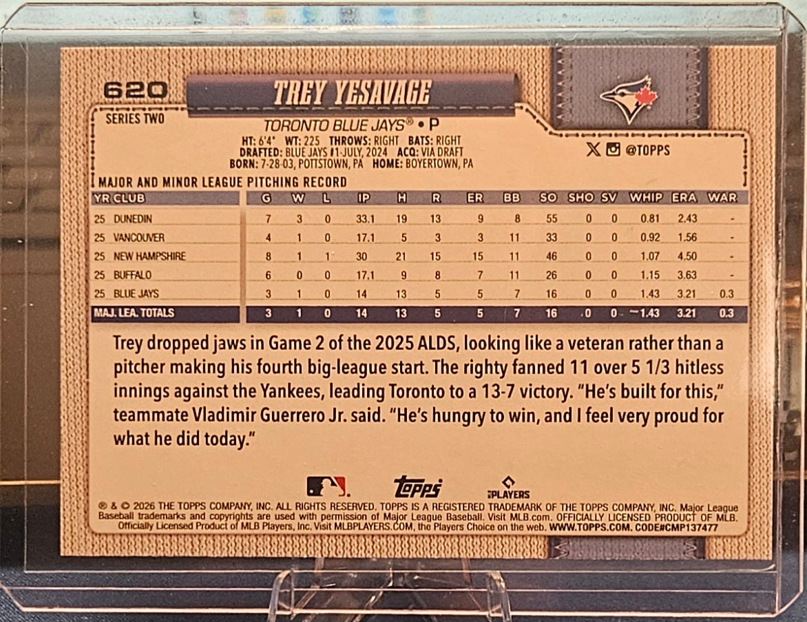 2026 Topps - Trey Yesavage #620 - Rainbow Foil (RC)