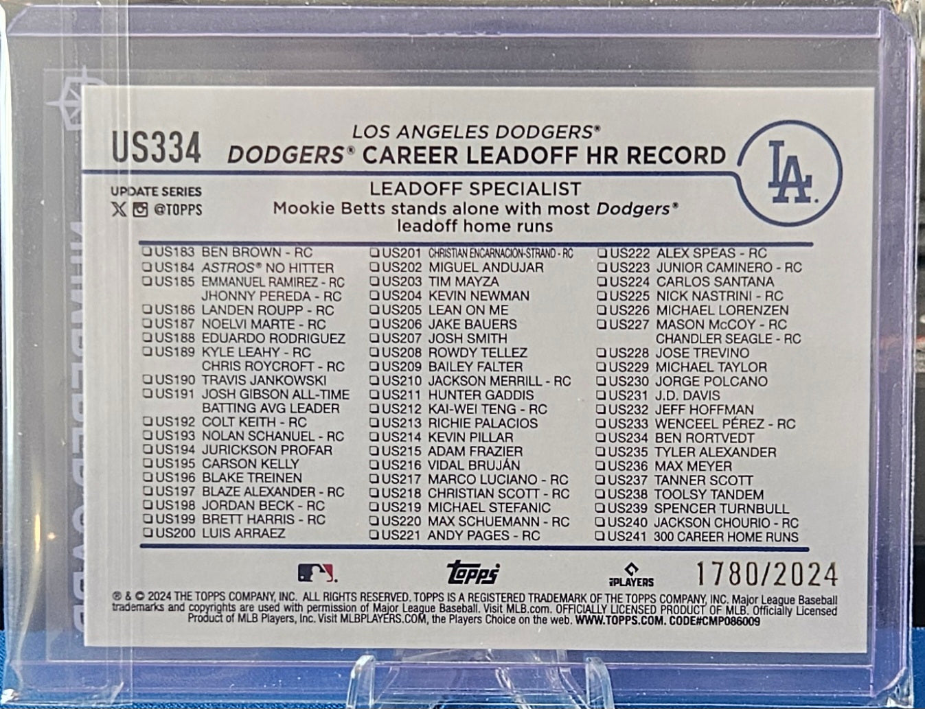 2024 Topps Update - Mookie Betts #US334 - Gold 1780/2024