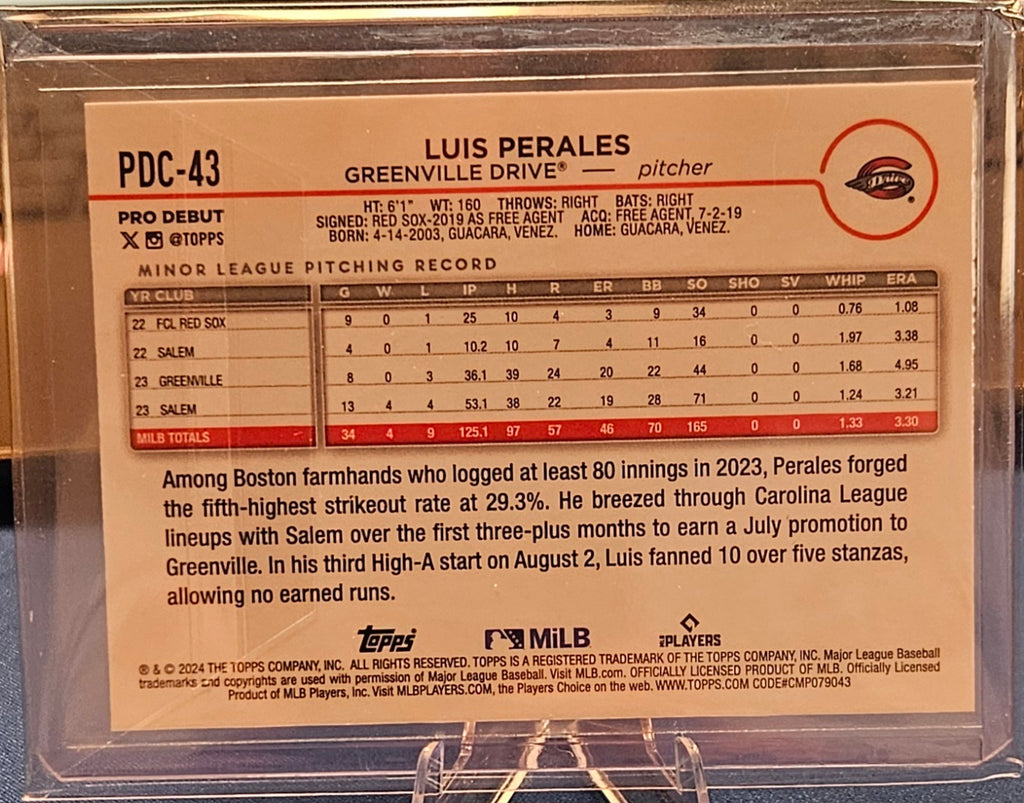 2024 Topps Pro Debut - Luis Perales #PDC-43 - Blue Refractor 63/150