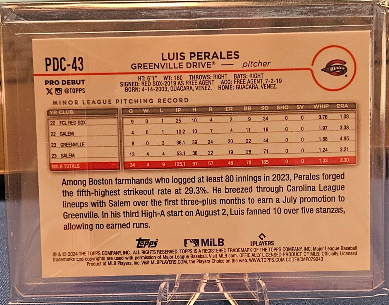 2024 Topps Pro Debut - Luis Perales #PDC-43 - Blue Refractor 63/150
