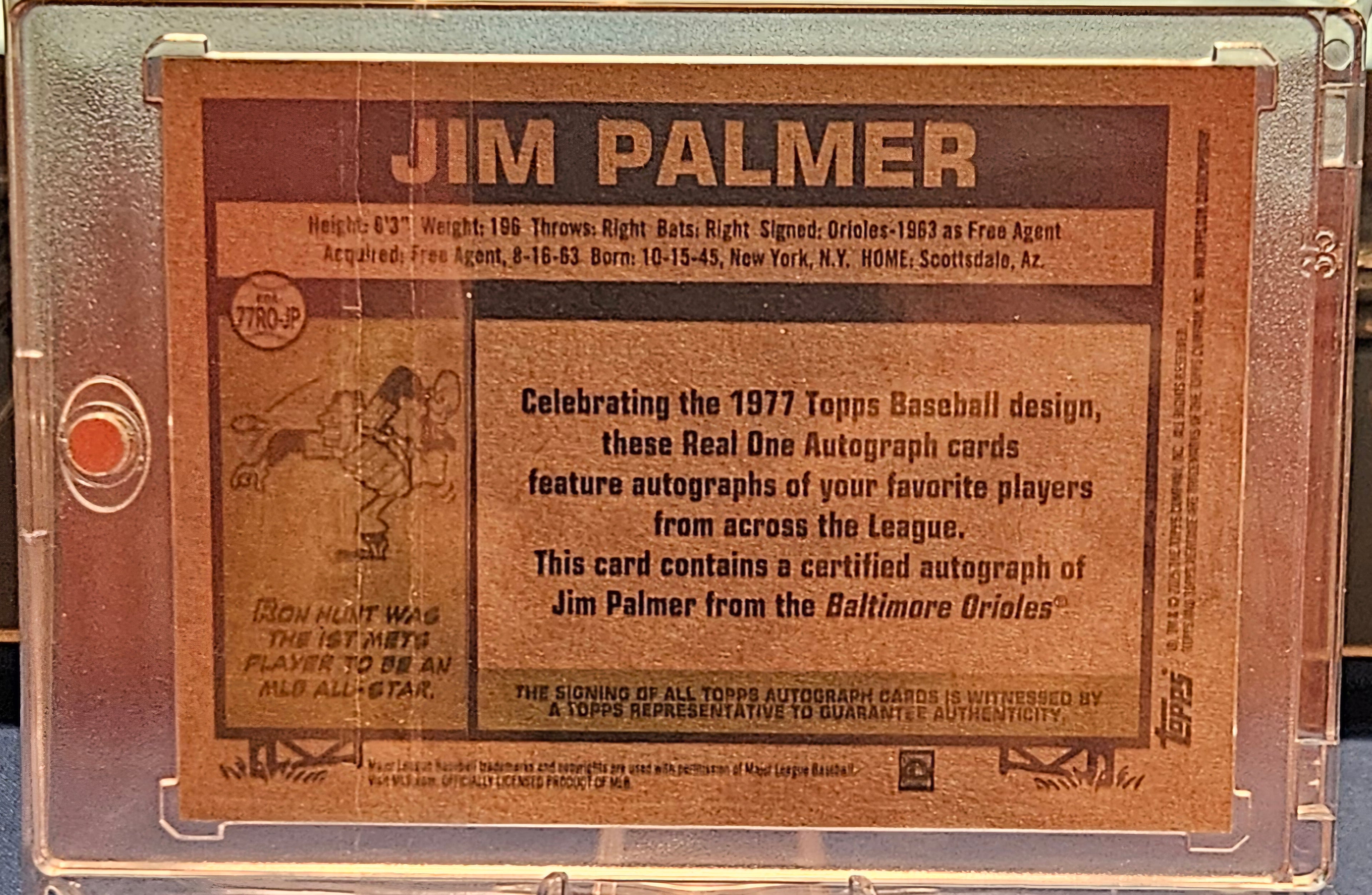 2026 Topps Heritage - Jim Palmer #ROA-77RO-JP - Real One Autograph
