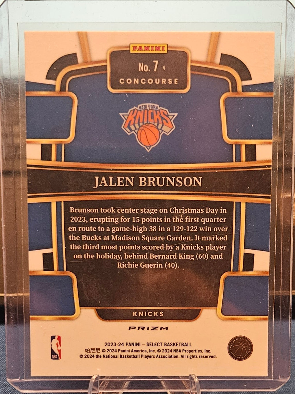 2023-24 Panini Select - Jalen Brunson #7 - Orange Flash Prizm - Concourse