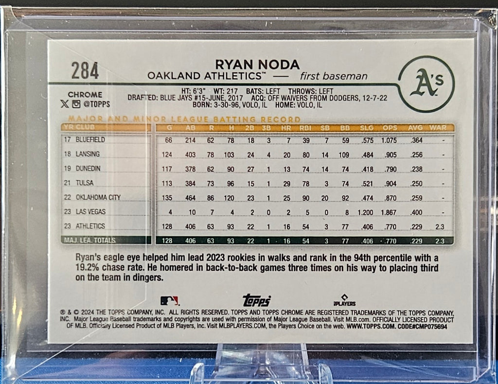 2024 Topps Chrome - Ryan Noda #284 - Purple Sonar Refractor 220/275