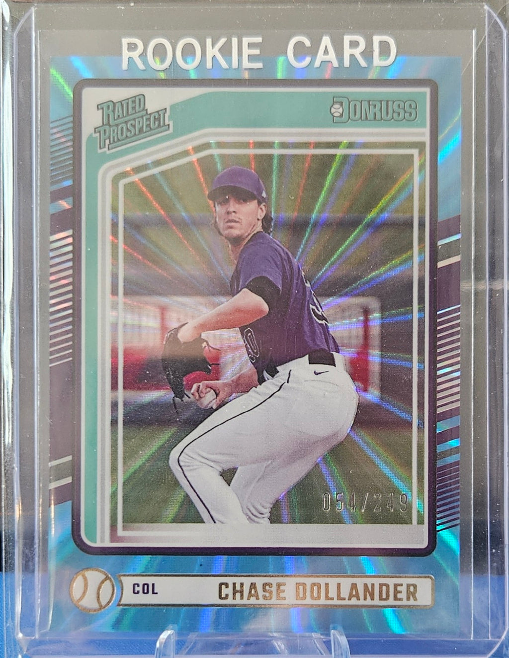 2024 Panini Donruss - Chase Dollander #199 - Carolina Blue Laser 54/249 - Rated Prospect