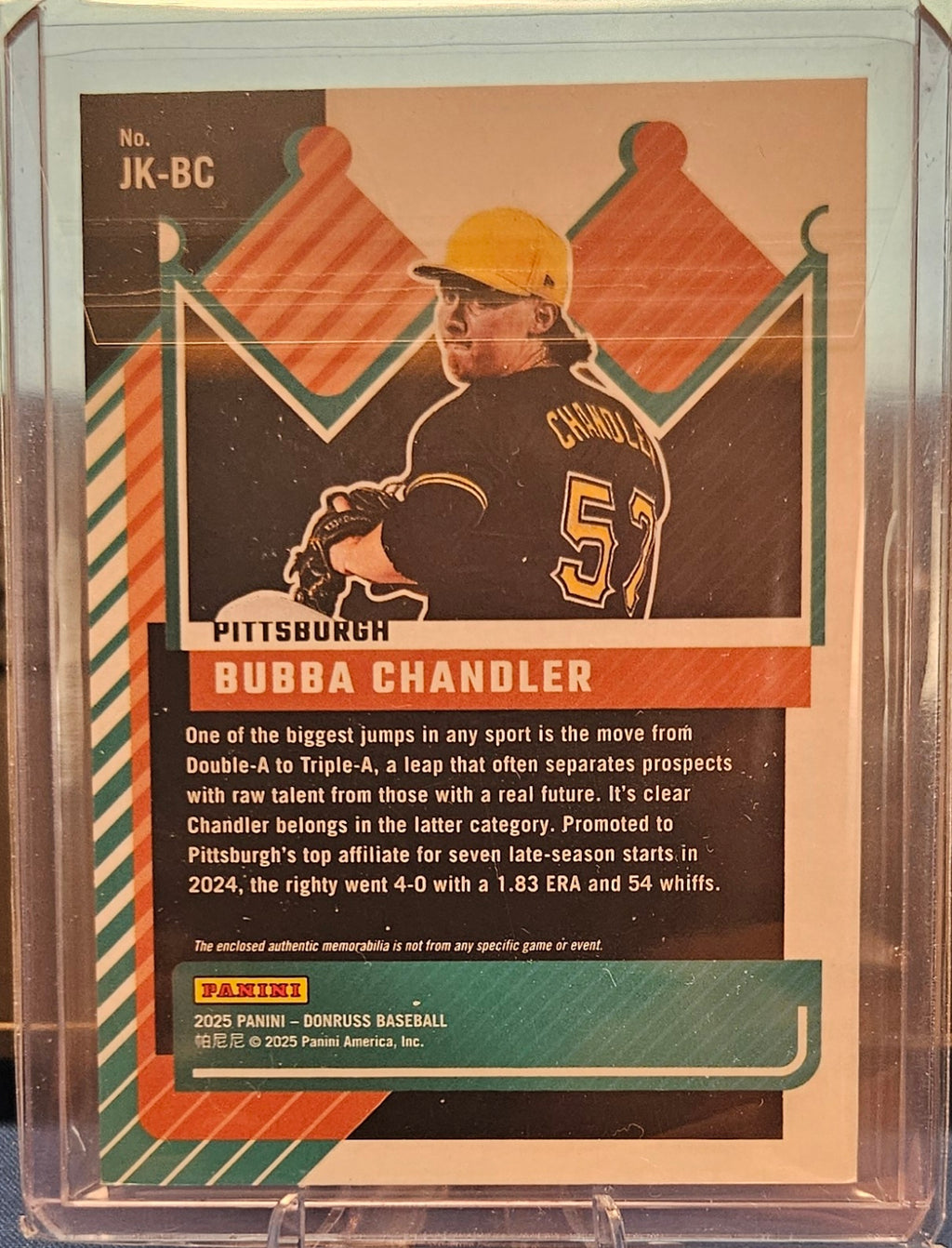 2025 Panini Donruss - Bubba Chandler #JK-BC - Jersey Kings Orange Ice