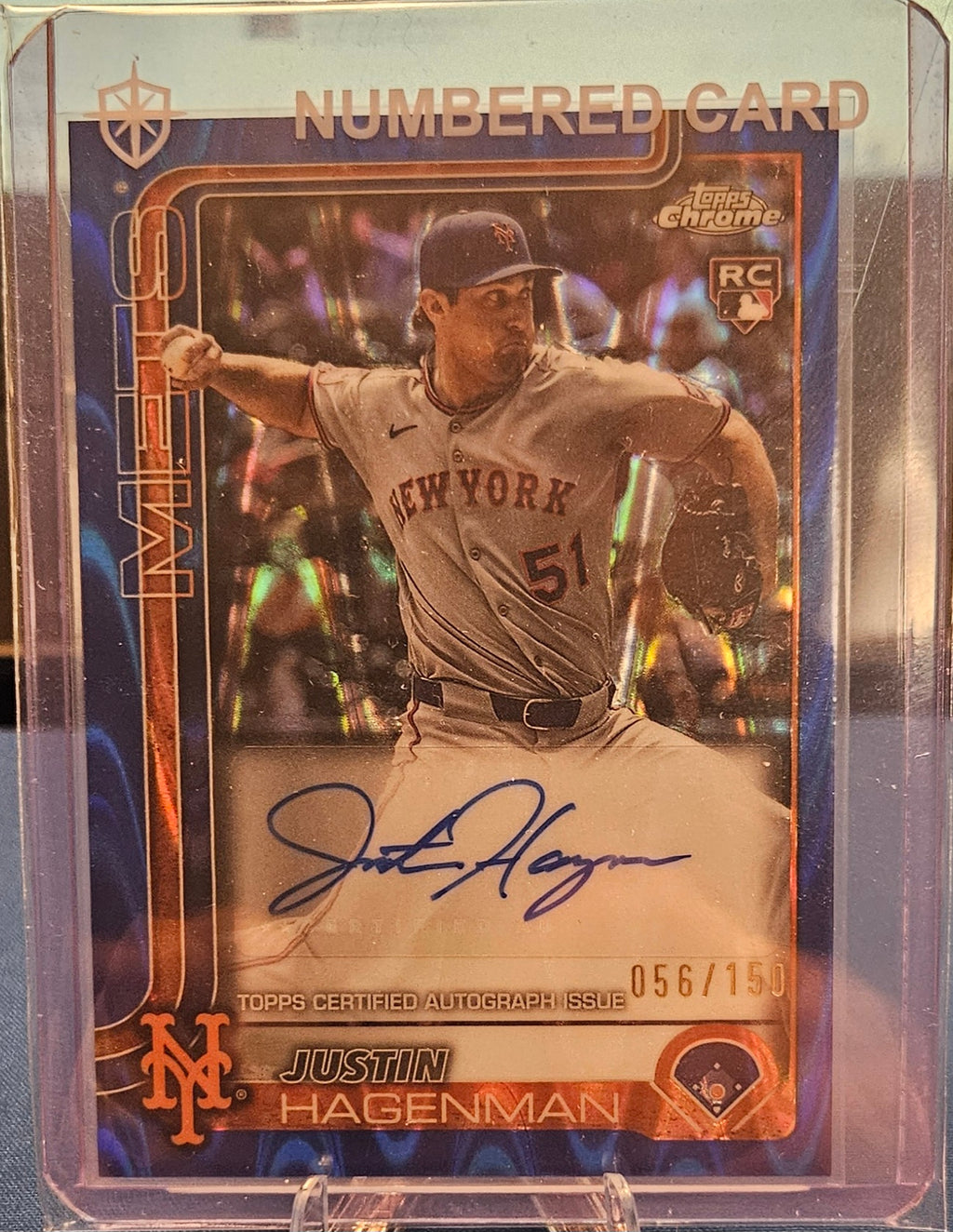 2025 Topps Chrome Update - Justin Hagenman #AC-JH - Blue Wave Auto #56/150 (RC)